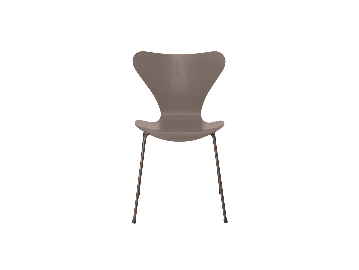 Series 7™ 3107 Dining Chair by Fritz Hansen - Deep Clay Coloured Ash Veneer Shell / Brown Bronze Steel