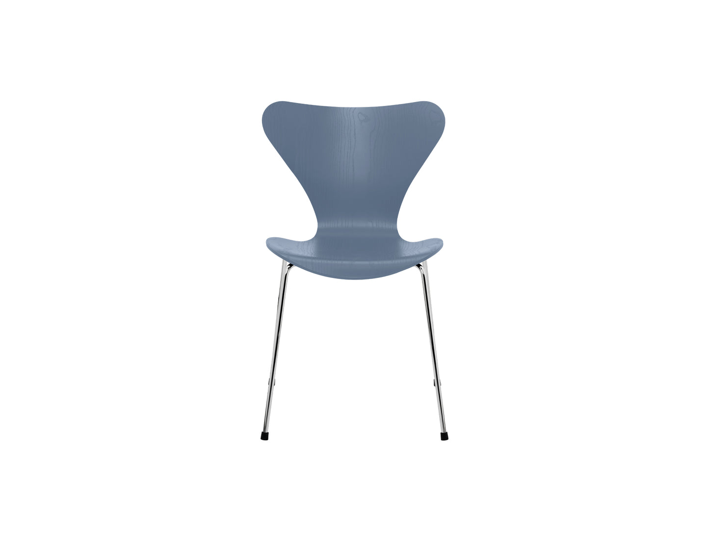 Series 7™ 3107 Dining Chair by Fritz Hansen - Dusk Blue Coloured Ash Veneer Shell / Chromed Steel