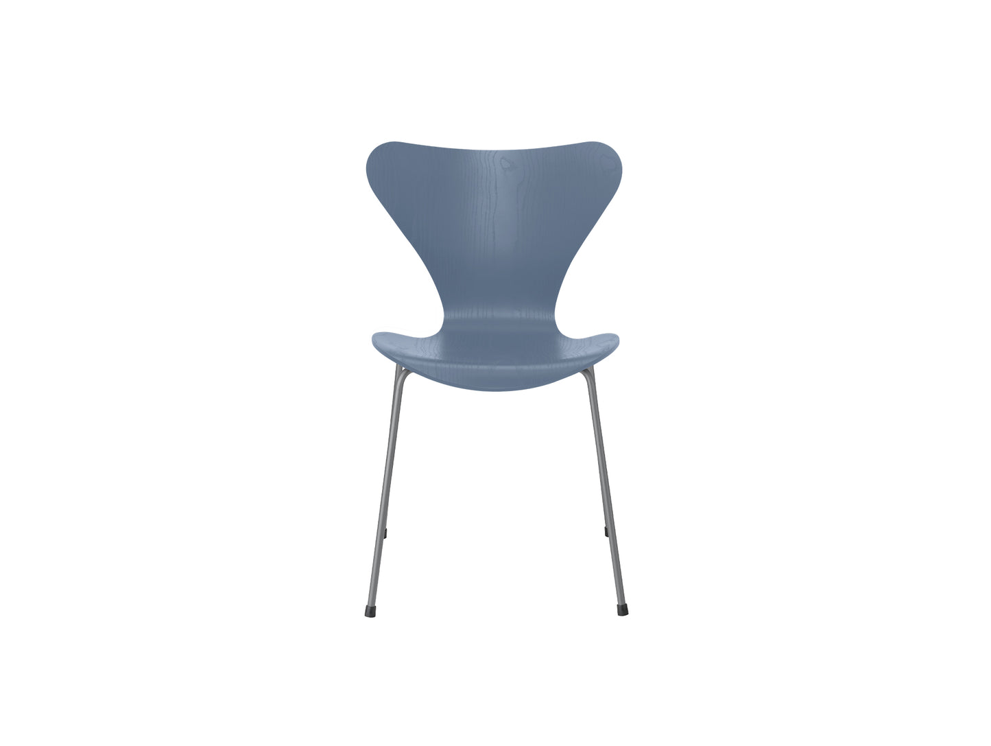 Series 7™ 3107 Dining Chair by Fritz Hansen - Dusk Blue Coloured Ash Veneer Shell / Silver Grey Steel