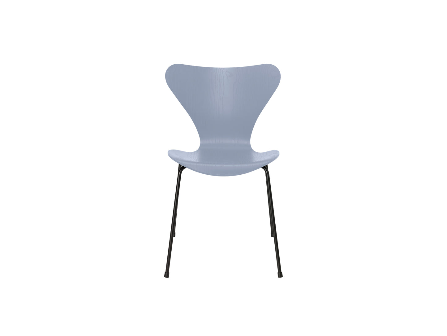 Series 7™ 3107 Dining Chair by Fritz Hansen - Lavender Blue Coloured Ash Veneer Shell / Black Steel