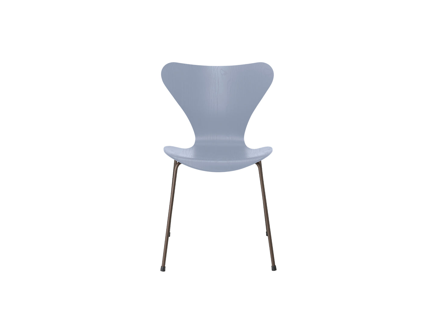 Series 7™ 3107 Dining Chair by Fritz Hansen - Lavender Blue Coloured Ash Veneer Shell / Brown Bronze Steel