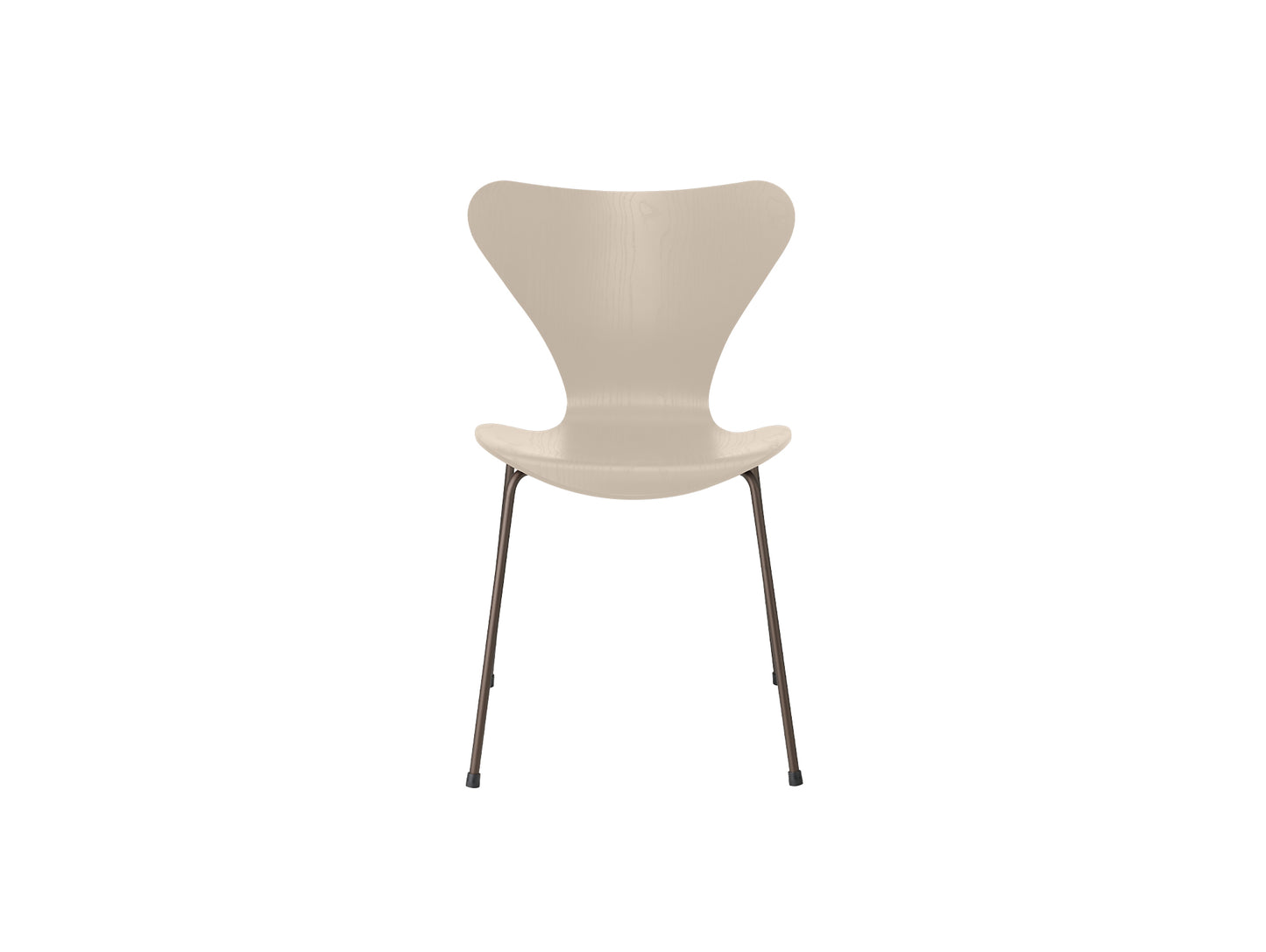Series 7™ 3107 Dining Chair by Fritz Hansen - Light Beige Coloured Ash Veneer Shell / Brown Bronze Steel