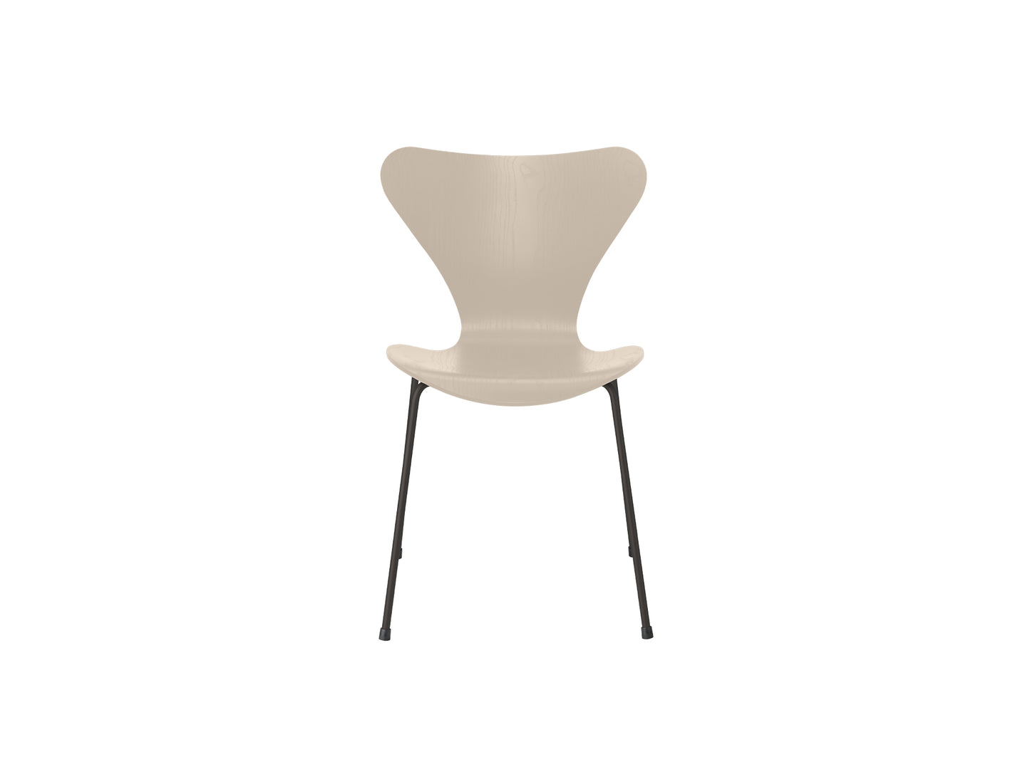 Series 7™ 3107 Dining Chair by Fritz Hansen - Light Beige Coloured Ash Veneer Shell / Warm Graphite Steel