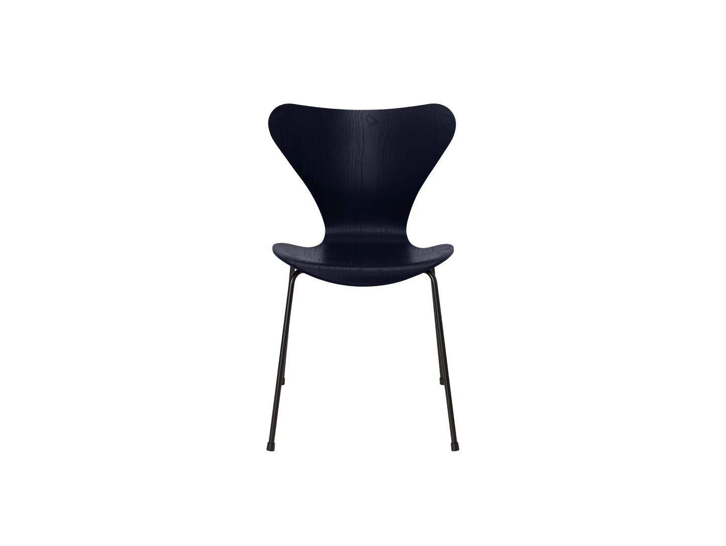 Series 7™ 3107 Dining Chair by Fritz Hansen - Midnight Blue Coloured Ash Veneer Shell / Black Steel