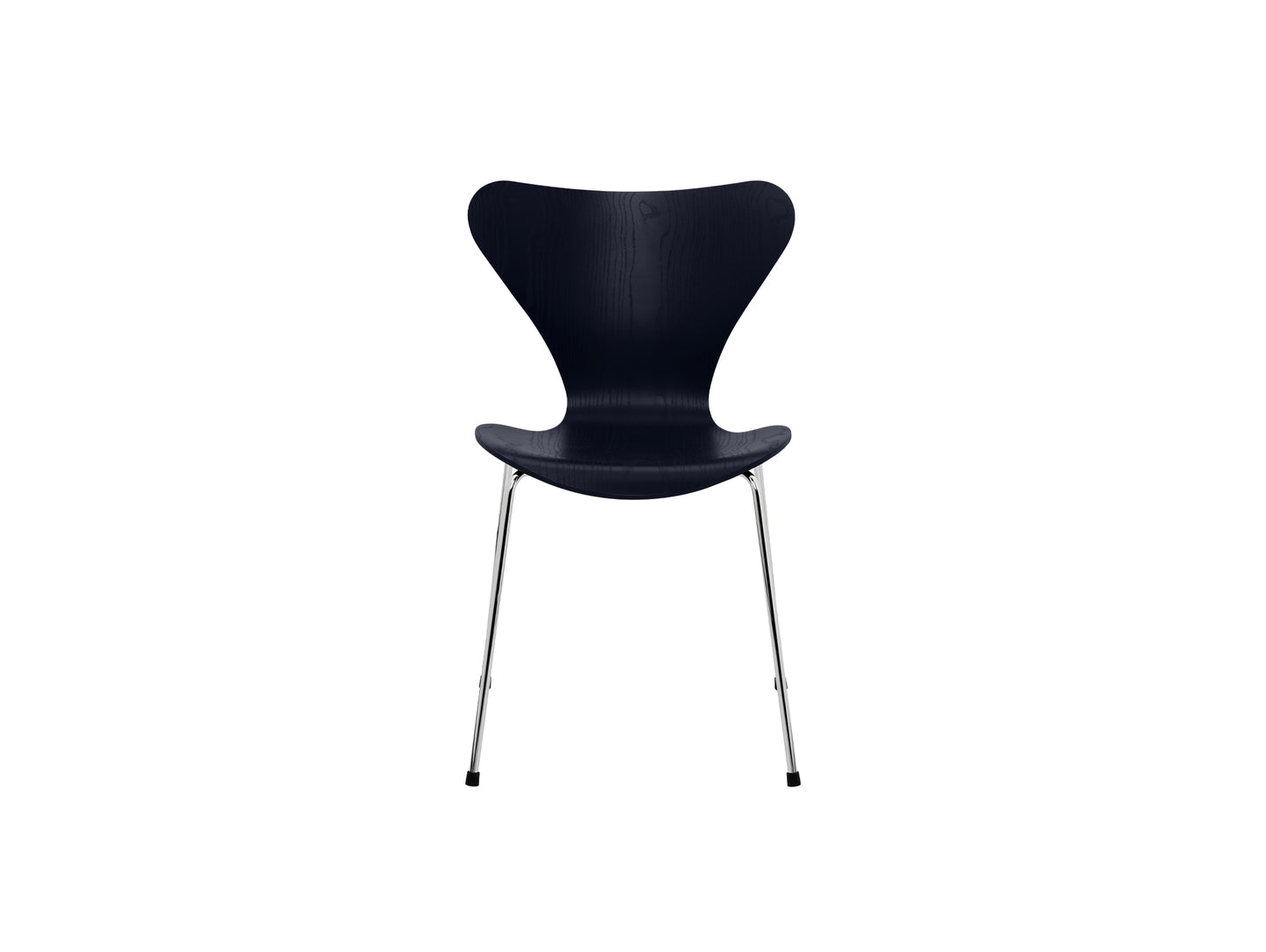 Series 7™ 3107 Dining Chair by Fritz Hansen - Midnight Blue Coloured Ash Veneer Shell / Chromed Steel