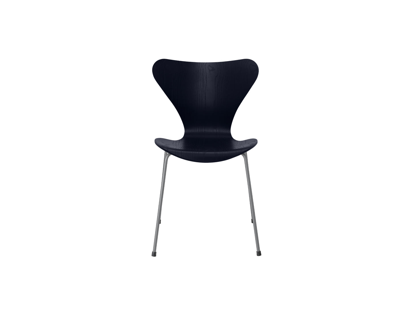 Series 7™ 3107 Dining Chair by Fritz Hansen - Midnight Blue Coloured Ash Veneer Shell / Silver Grey Steel