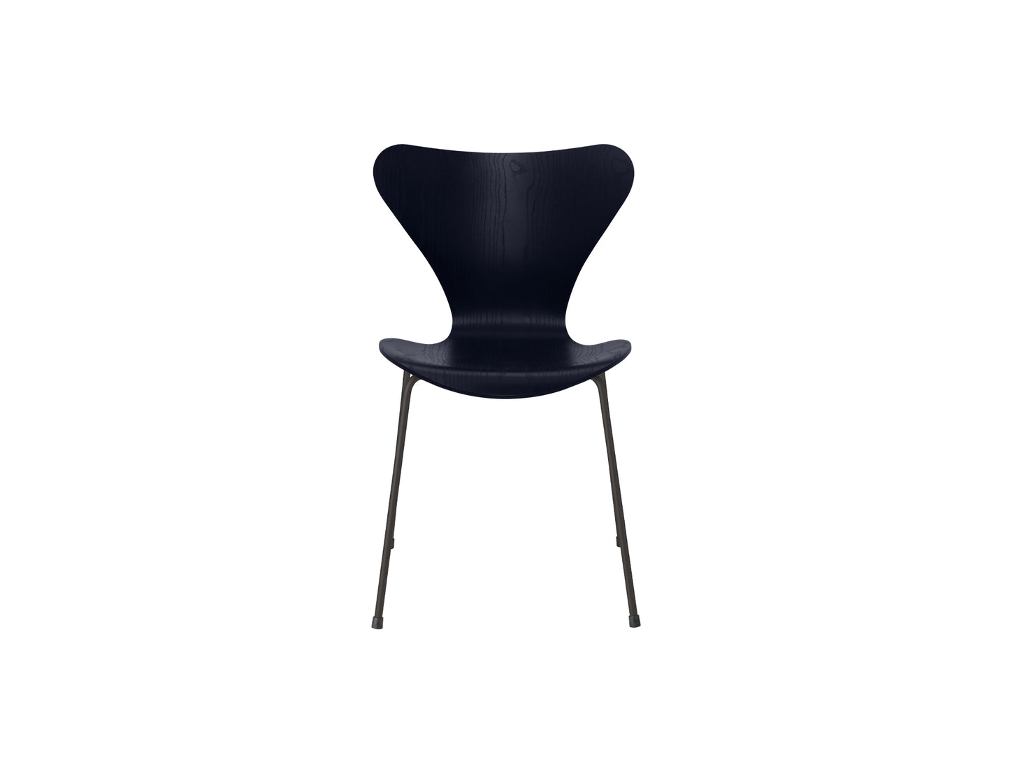 Series 7™ 3107 Dining Chair by Fritz Hansen - Midnight Blue Coloured Ash Veneer Shell / Warm Graphite Steel