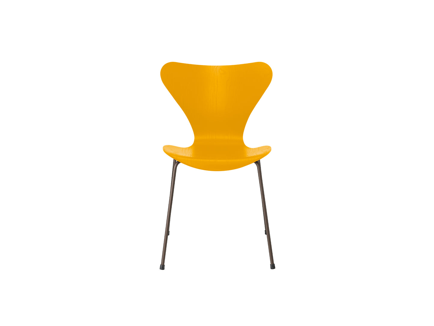 Series 7™ 3107 Dining Chair by Fritz Hansen - True Yellow Coloured Ash Veneer Shell / Brown Bronze Steel