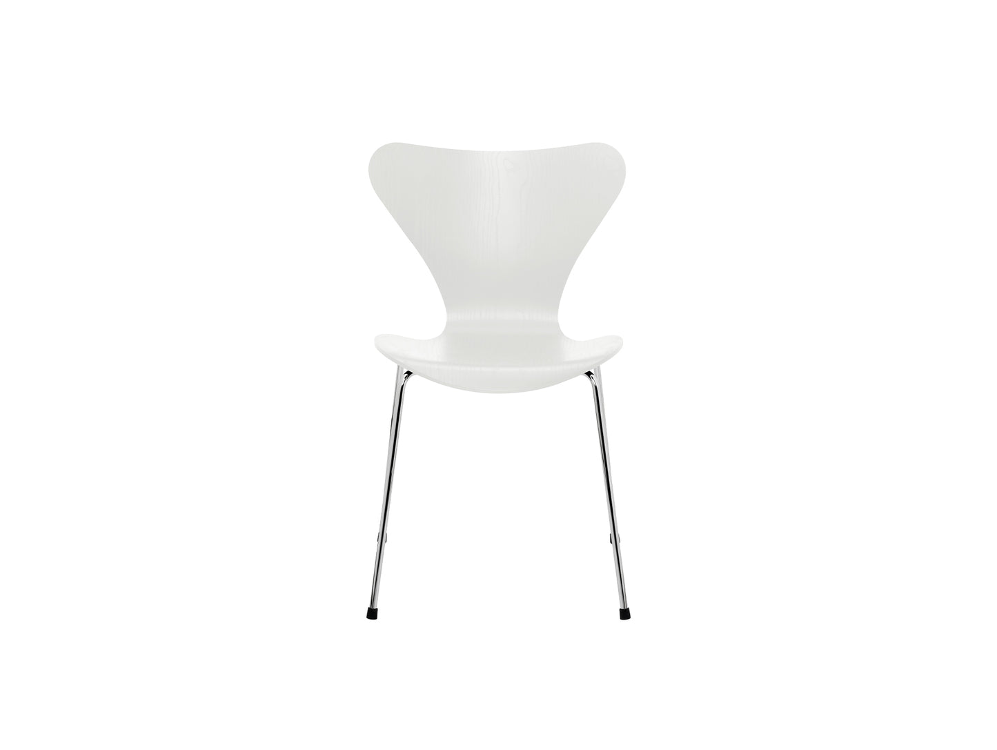 Series 7™ 3107 Dining Chair by Fritz Hansen - White Coloured Ash Veneer Shell / Chromed Steel