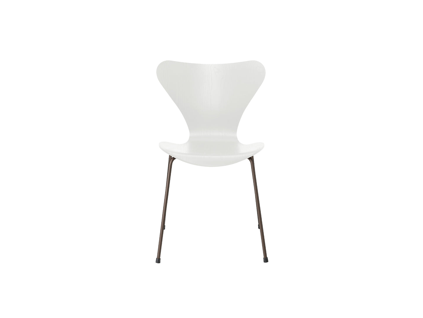 Series 7™ 3107 Dining Chair by Fritz Hansen - White Coloured Ash Veneer Shell / Brown Bronze Steel