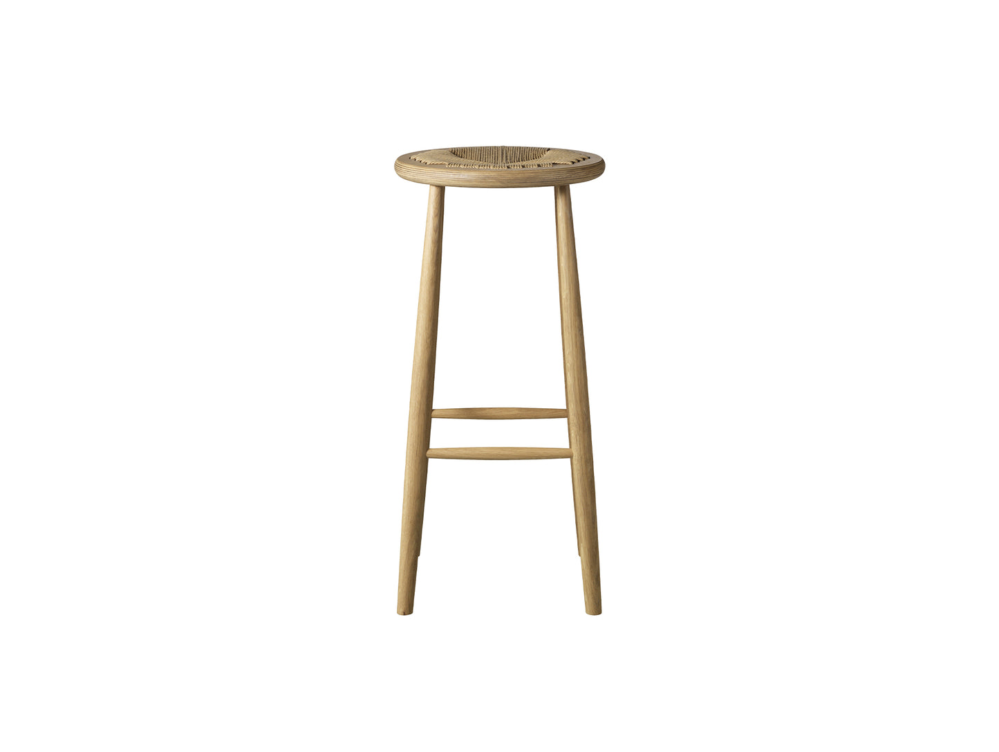 J165C Bar Stool by FDB Mobler - Base: Lacquered Oak / Seat: Nature Paper Cord