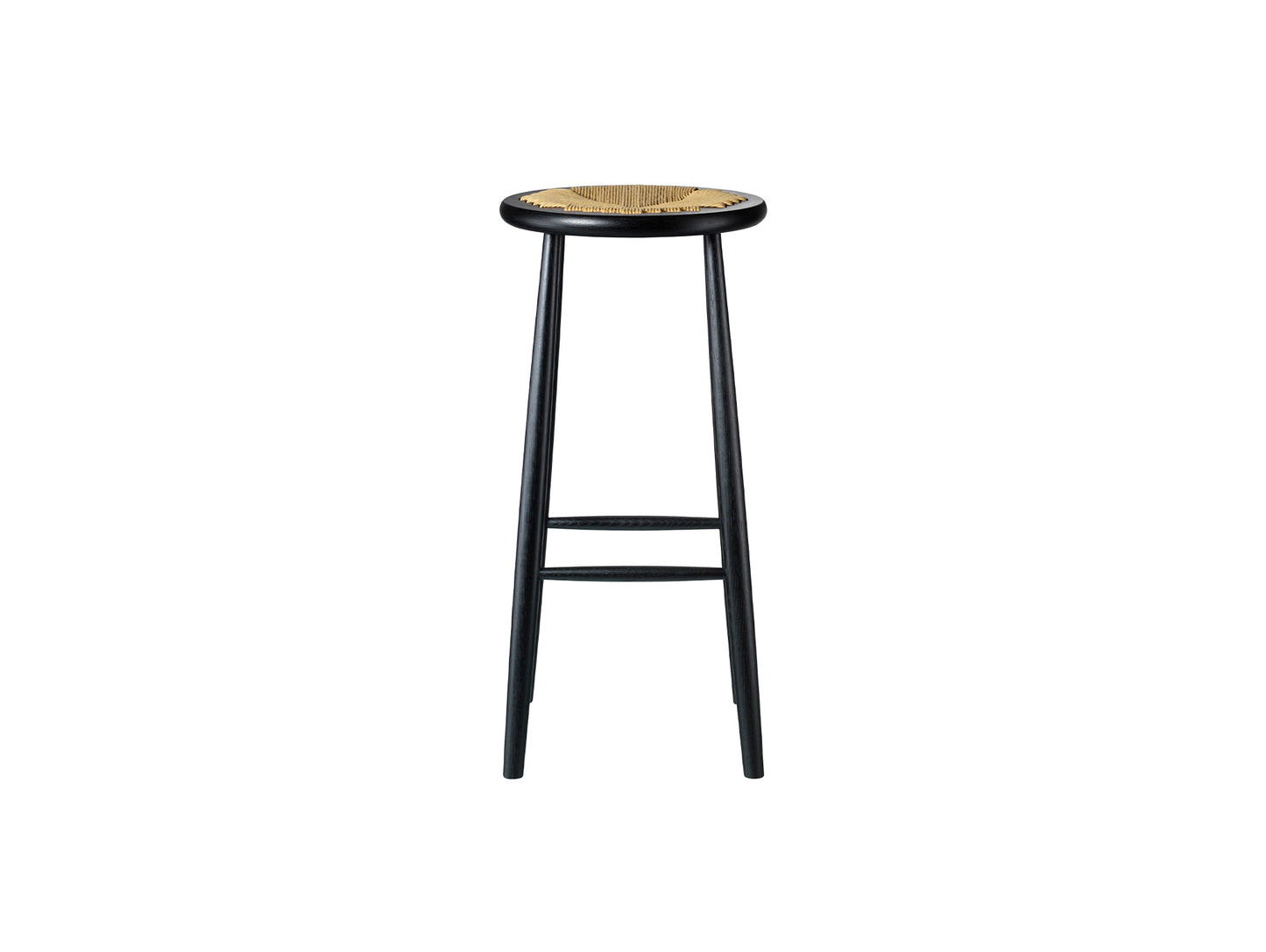 J165C Bar Stool by FDB Mobler - Base: Black Painted Beech / Seat: Nature Paper Cord