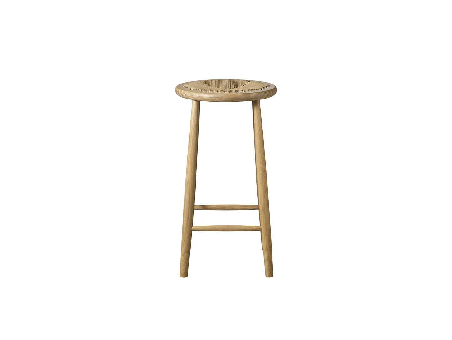 J165B Counter Stool by FDB Mobler - Base: Lacquered Oak / Seat: Nature Paper Cord