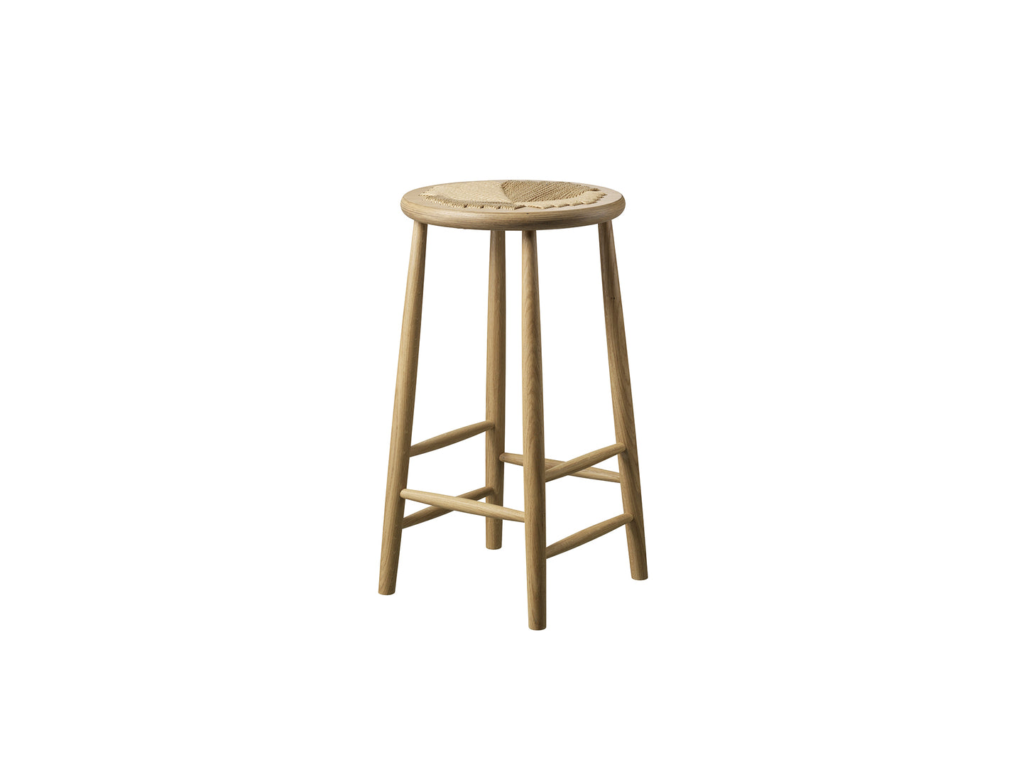 J165B Counter Stool by FDB Mobler - Base: Lacquered Oak / Seat: Nature Paper Cord