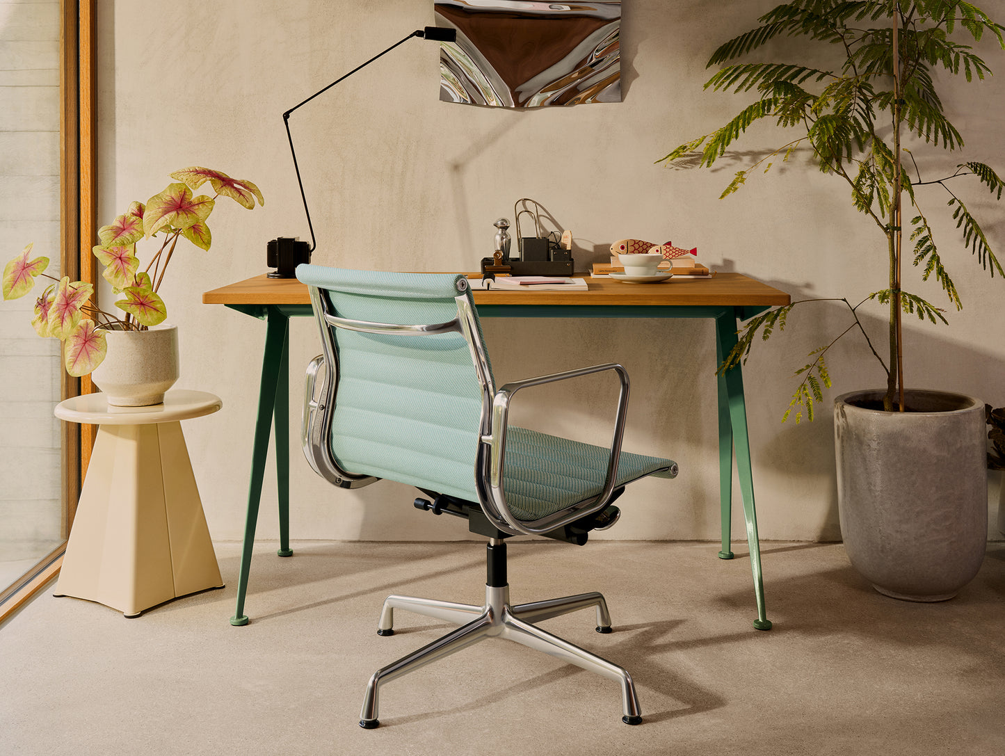 Compas Direction by Vitra - Oiled Oak Tabletop / Ble Vert