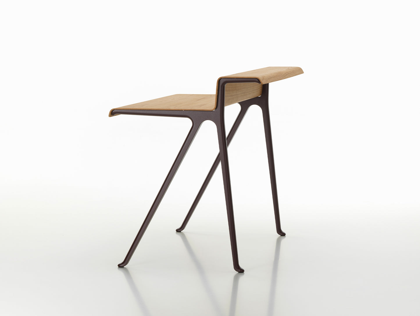 Courier Desk by Vitra - Light Oak Veneer Tabletop / Dark Bordeaux Aluminium Base