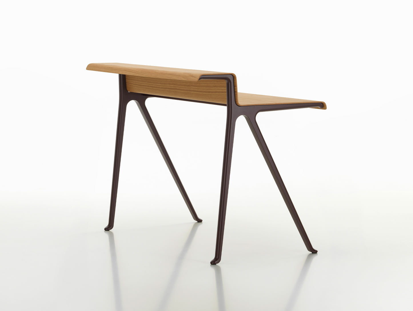 Courier Desk by Vitra - Light Oak Veneer Tabletop / Dark Bordeaux Aluminium Base