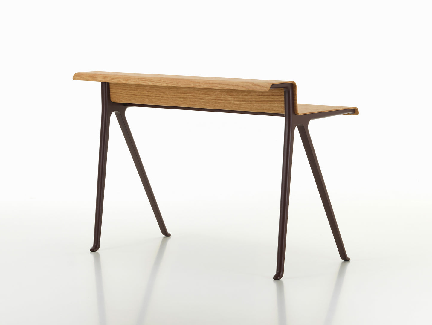 Courier Desk by Vitra - Light Oak Veneer Tabletop / Dark Bordeaux Aluminium Base