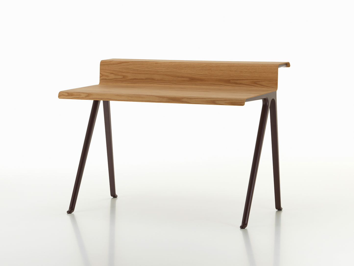 Courier Desk by Vitra - Light Oak Veneer Tabletop / Dark Bordeaux Aluminium Base