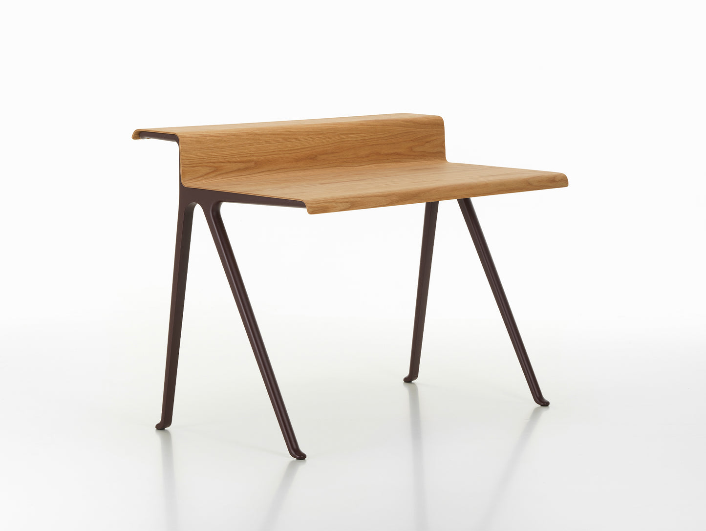Courier Desk by Vitra - Light Oak Veneer Tabletop / Dark Bordeaux Aluminium Base