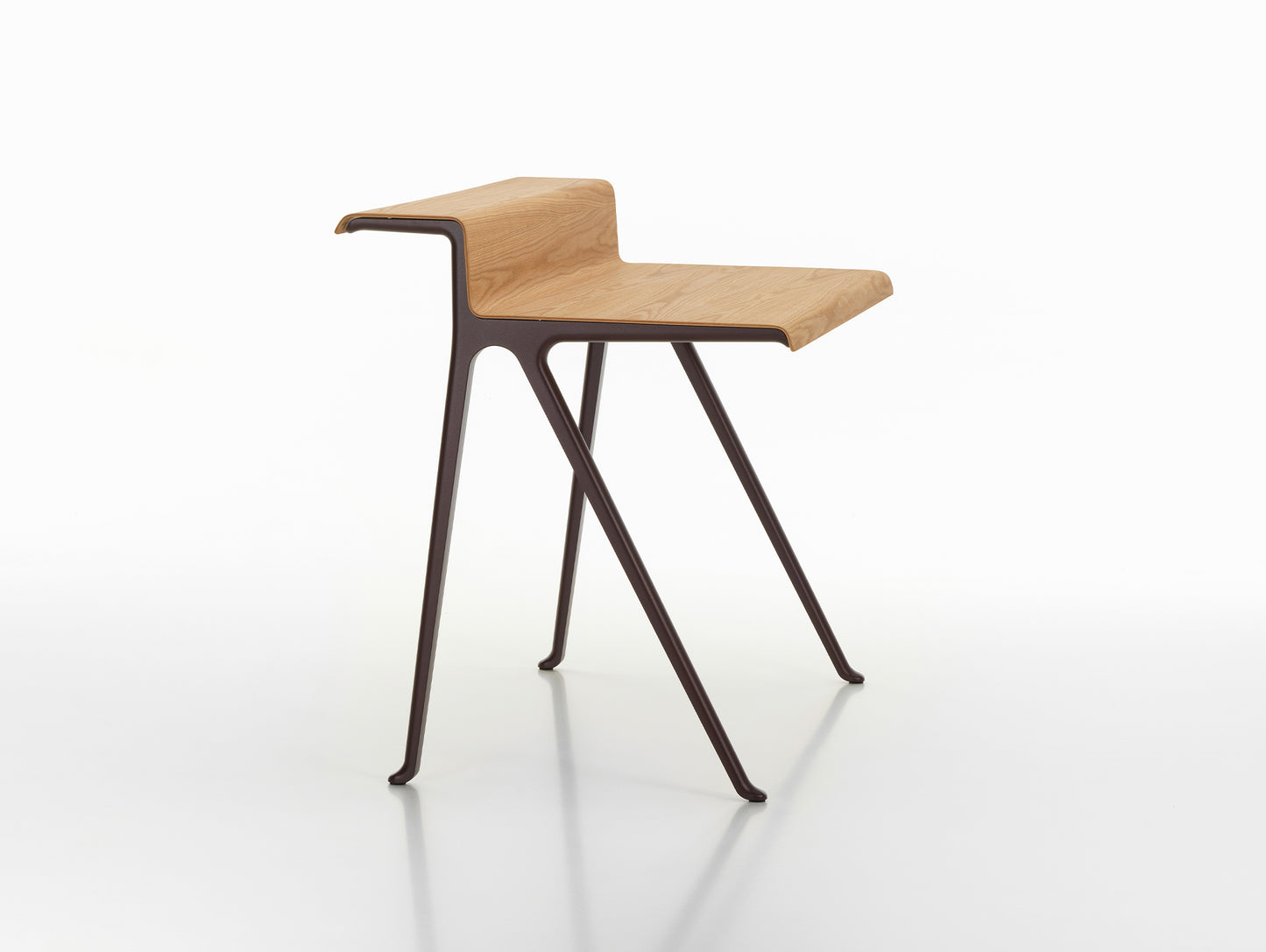 Courier Desk by Vitra - Light Oak Veneer Tabletop / Dark Bordeaux Aluminium Base