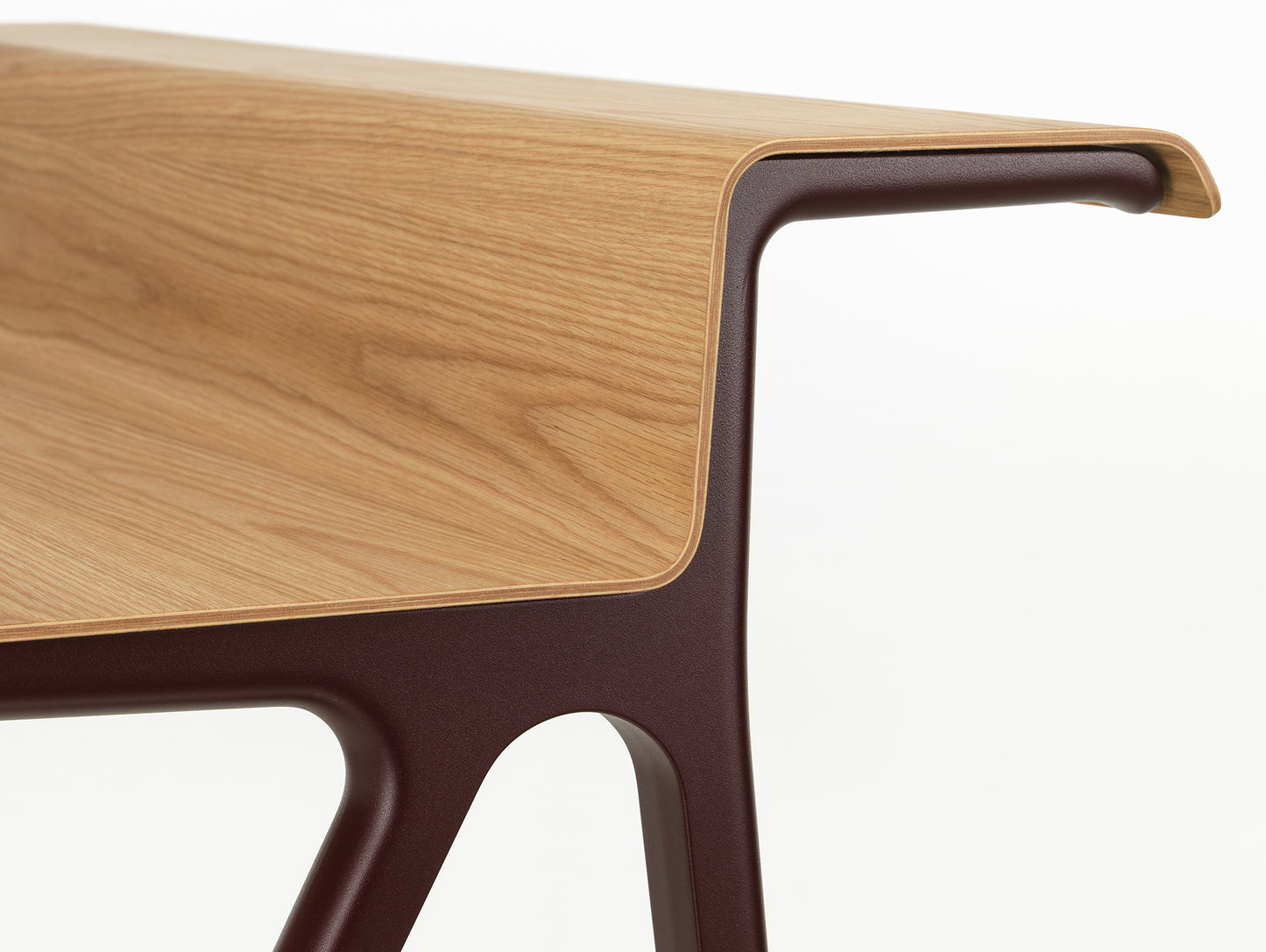 Courier Desk by Vitra - Light Oak Veneer Tabletop / Dark Bordeaux Aluminium Base