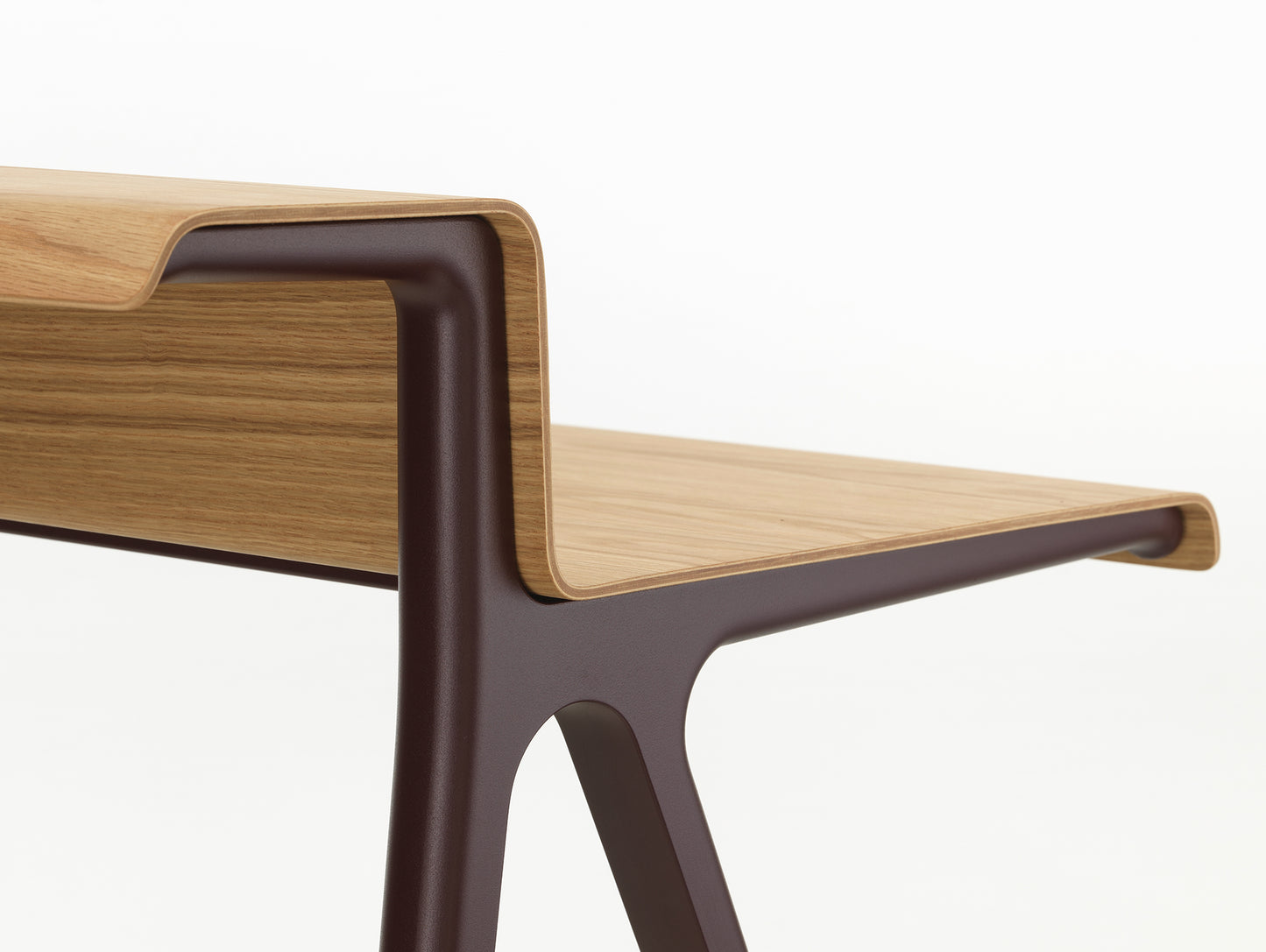 Courier Desk by Vitra - Light Oak Veneer Tabletop / Dark Bordeaux Aluminium Base