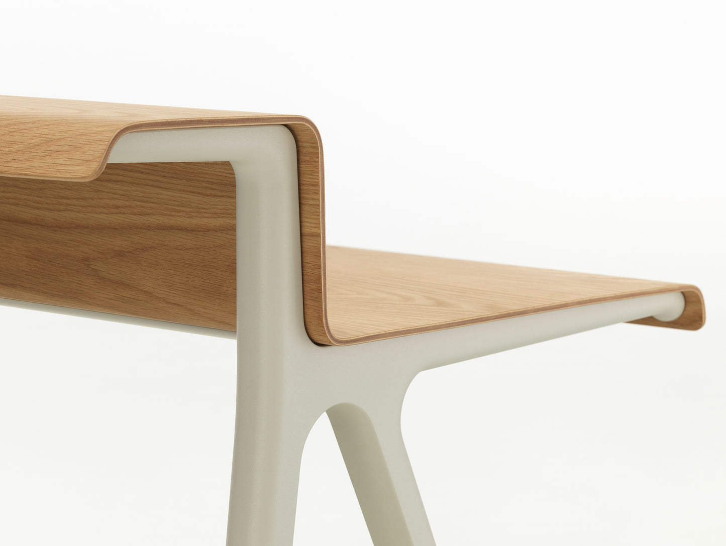 Courier Desk by Vitra - Light Oak Veneer Tabletop / Chalk Aluminium Base