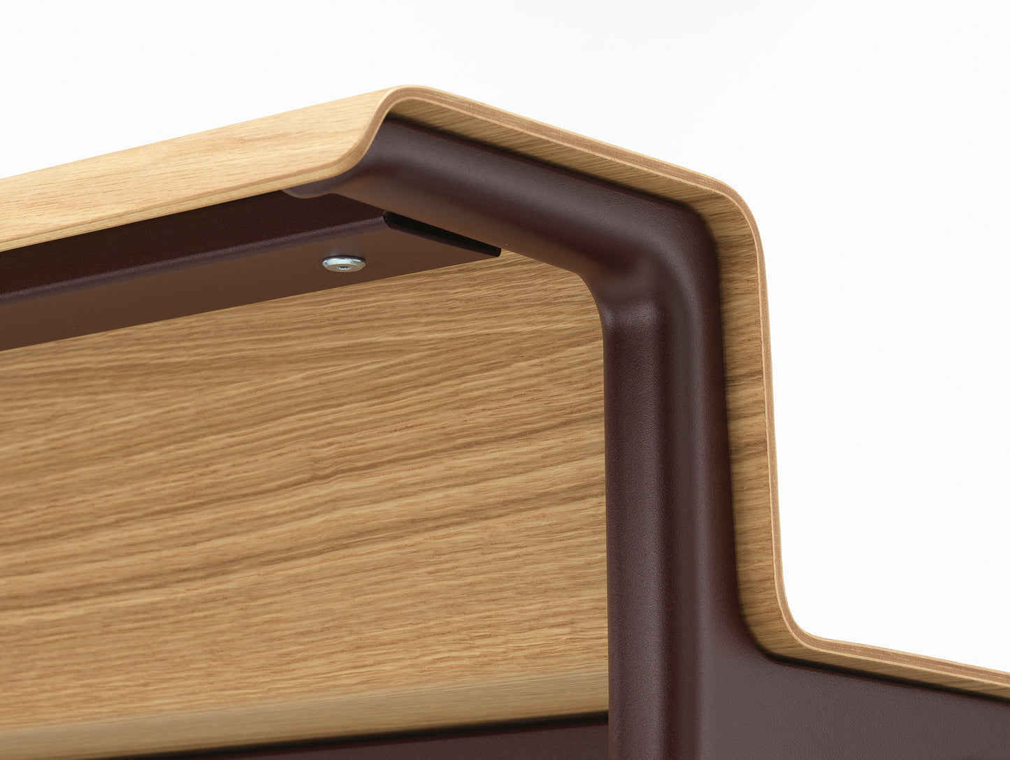Courier Desk by Vitra - Light Oak Veneer Tabletop / Dark Bordeaux Aluminium Base