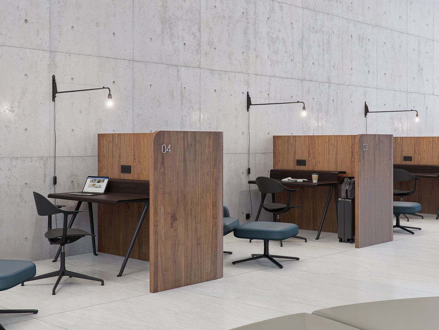 Courier Desk by Vitra - Dark Oak Veneer / Deep Black Aluminium Base