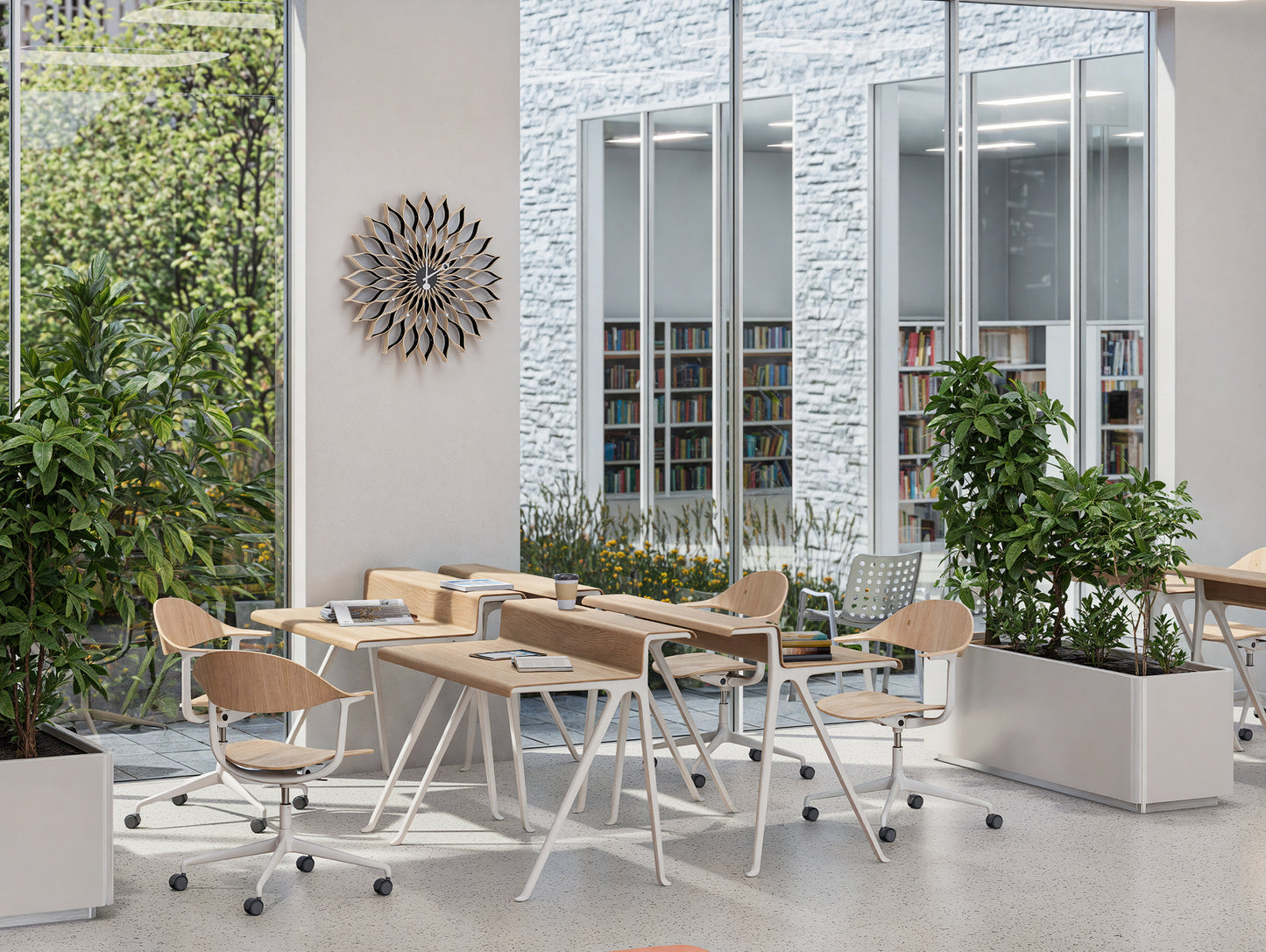 Courier Desk by Vitra - Light Oak Veneer Tabletop / Chalk Aluminium Base