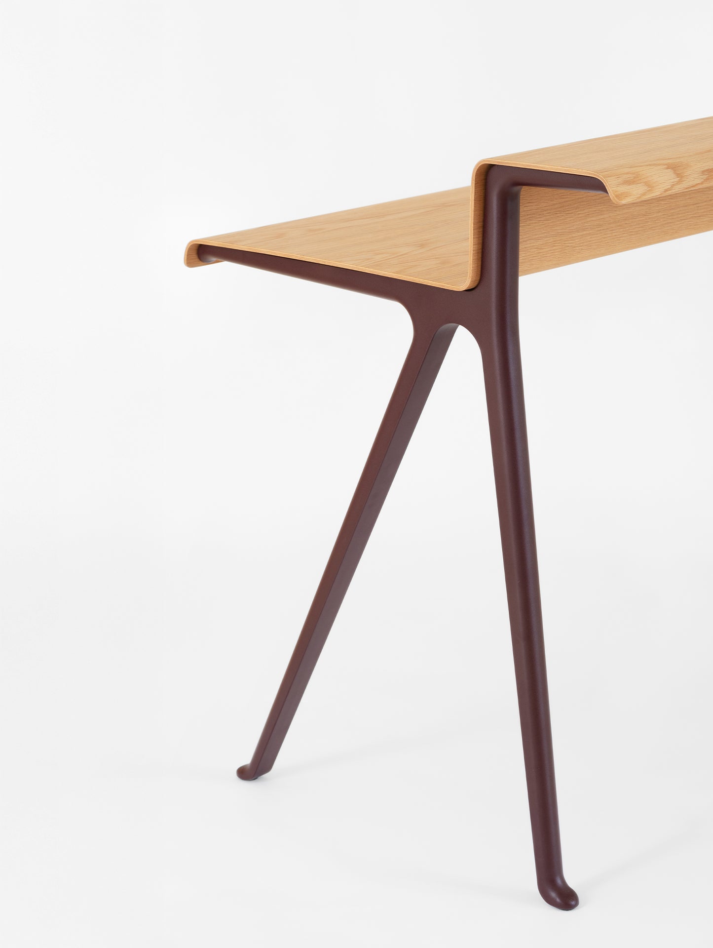 Courier Desk by Vitra - Light Oak Veneer Tabletop / Dark Bordeaux Aluminium Base