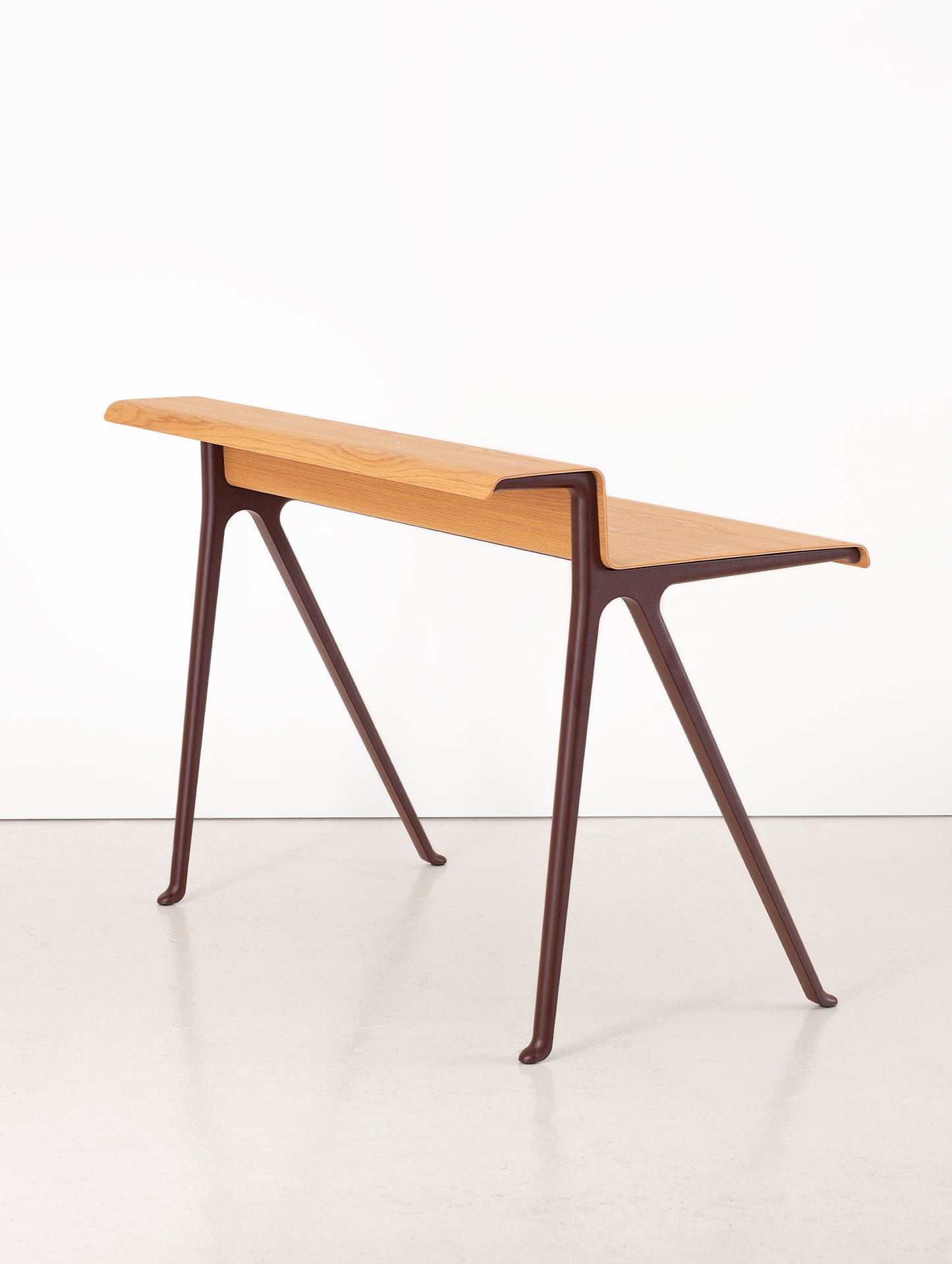 Courier Desk by Vitra - Light Oak Veneer Tabletop / Dark Bordeaux Aluminium Base