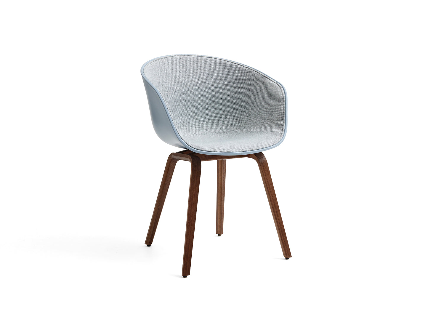 About A Chair AAC 22 - Front Upholstery by HAY - Slate Blue 2.0 + Mode 002 Shell / Lacquered Walnut Base