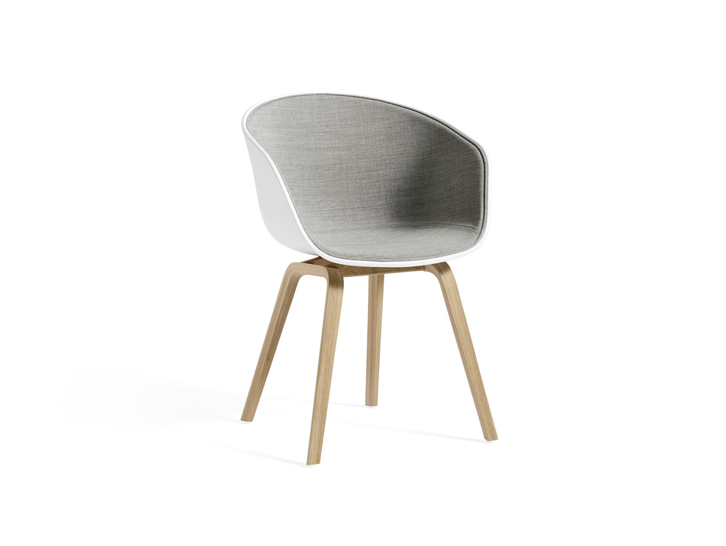 About A Chair AAC 22 - Front Upholstery by HAY - White 2.0 + Remix 3 123 Shell / Lacquered Oak Base