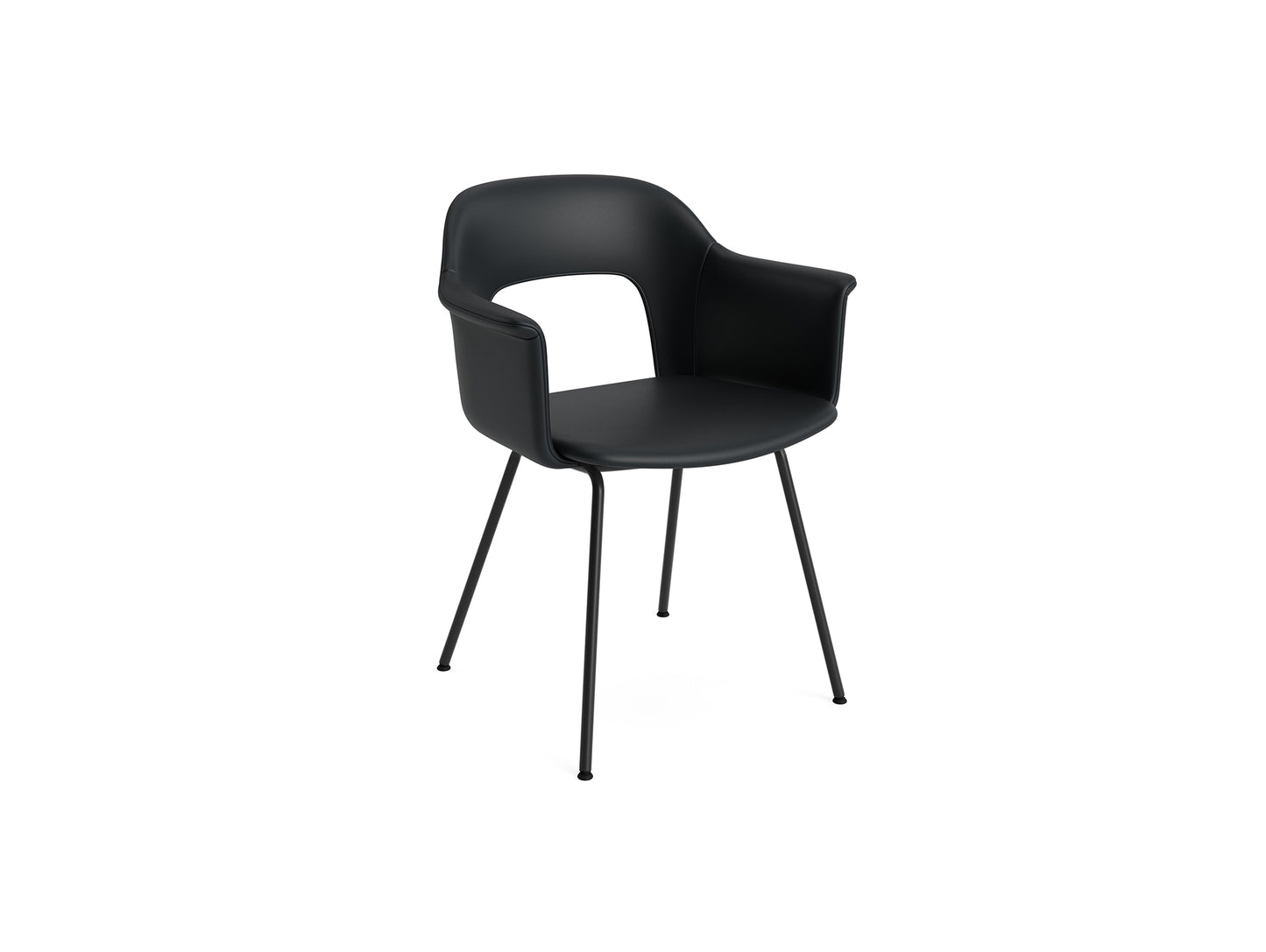 Layout Armchair Upholstered 214 Metal Base by HAY - Black Steel Base / Black Grano Leather