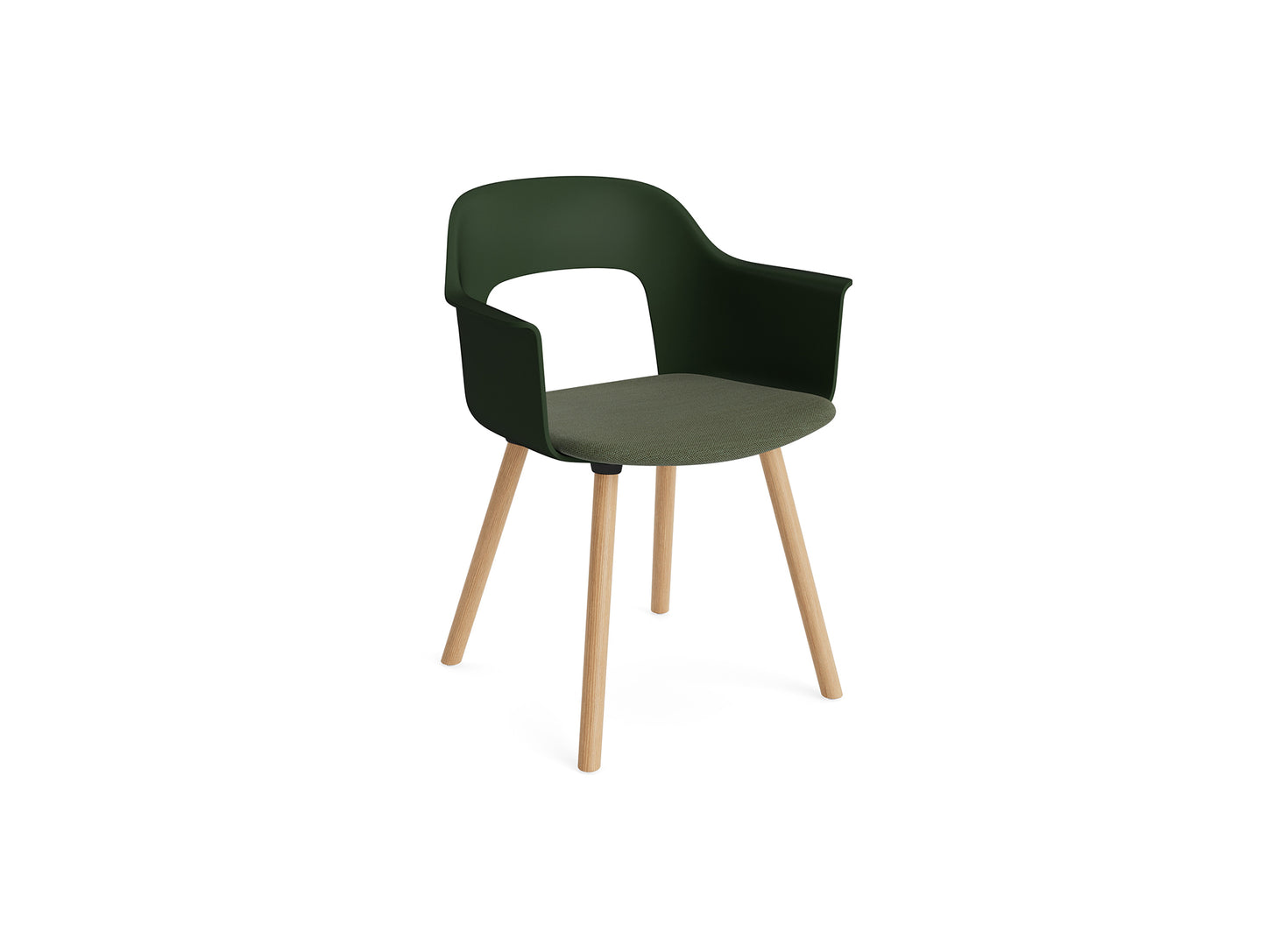 Layout Armchair 223 by HAY - Lacquered Oak Base / Bottle Green Shell / Mode 072