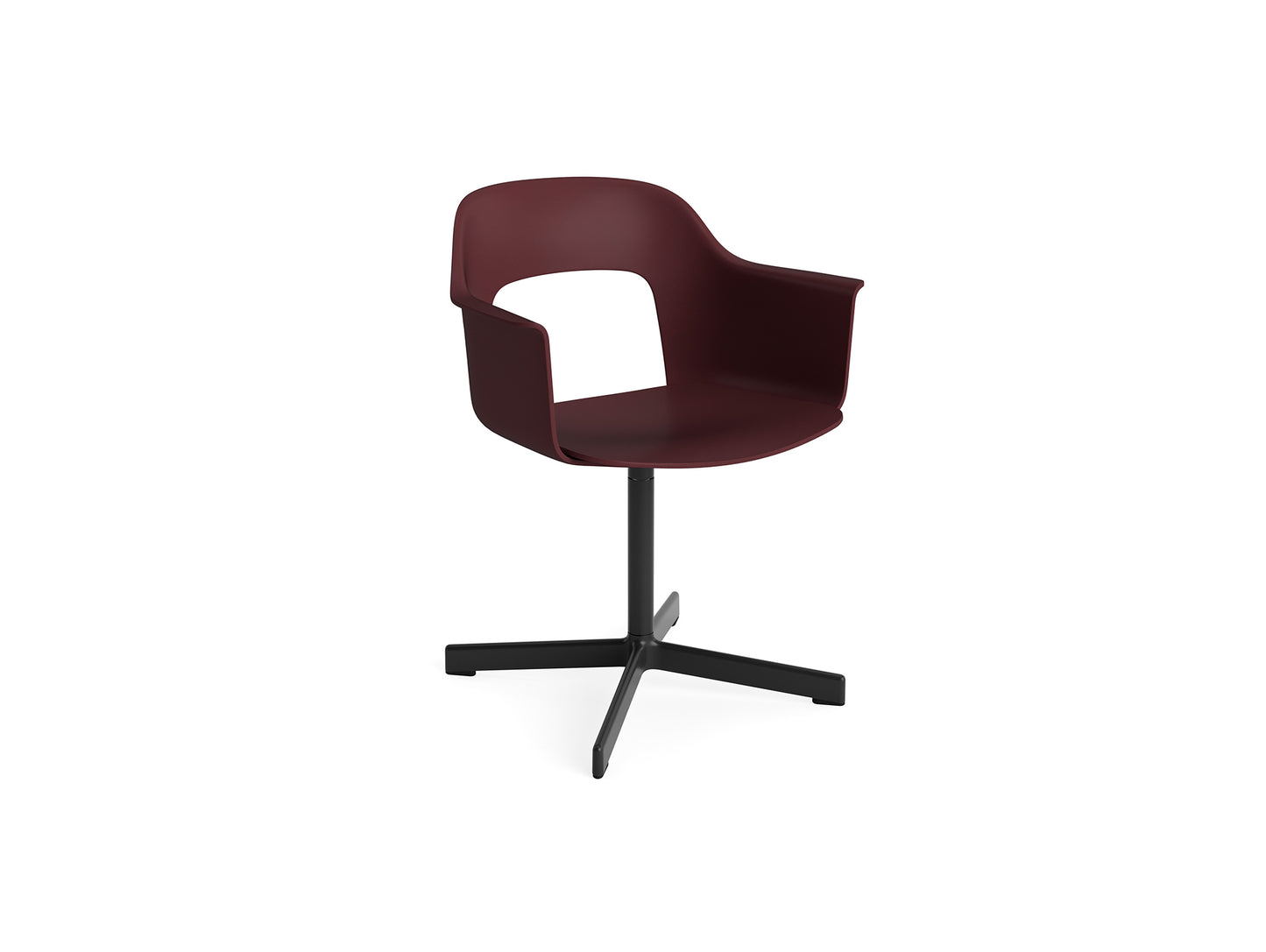 Layout Armchair 231 Swivel Base by HAY - Black Aluminium Base / Bordeaux