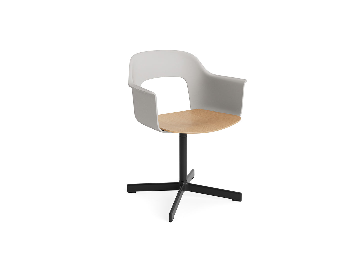 Layout Armchair 232 Swivel Base by HAY - Black Aluminium Base / Sky Grey / Oak