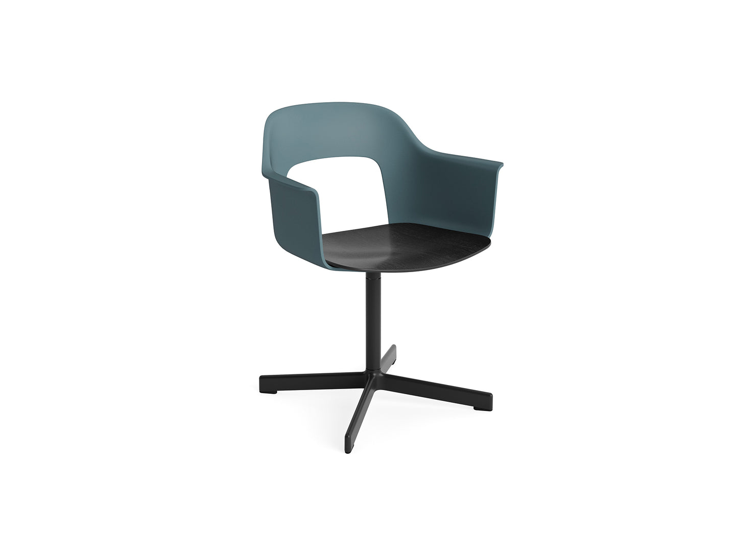 Layout Armchair 232 Swivel Base by HAY - Black Aluminium Base / Ocean / Black Oak