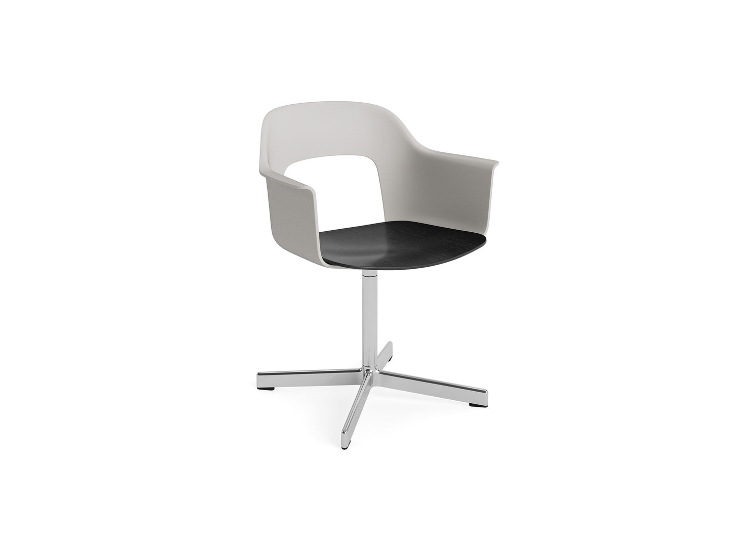 Layout Armchair 232 Swivel Base by HAY - Polished Aluminium Base / Sky Grey / Black Oak
