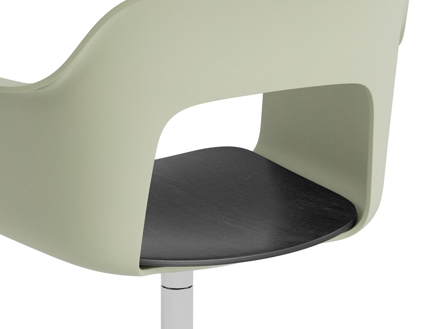 Layout Armchair 232 Swivel Base by HAY - Polished Aluminium Base / Pastel Green / Black Oak