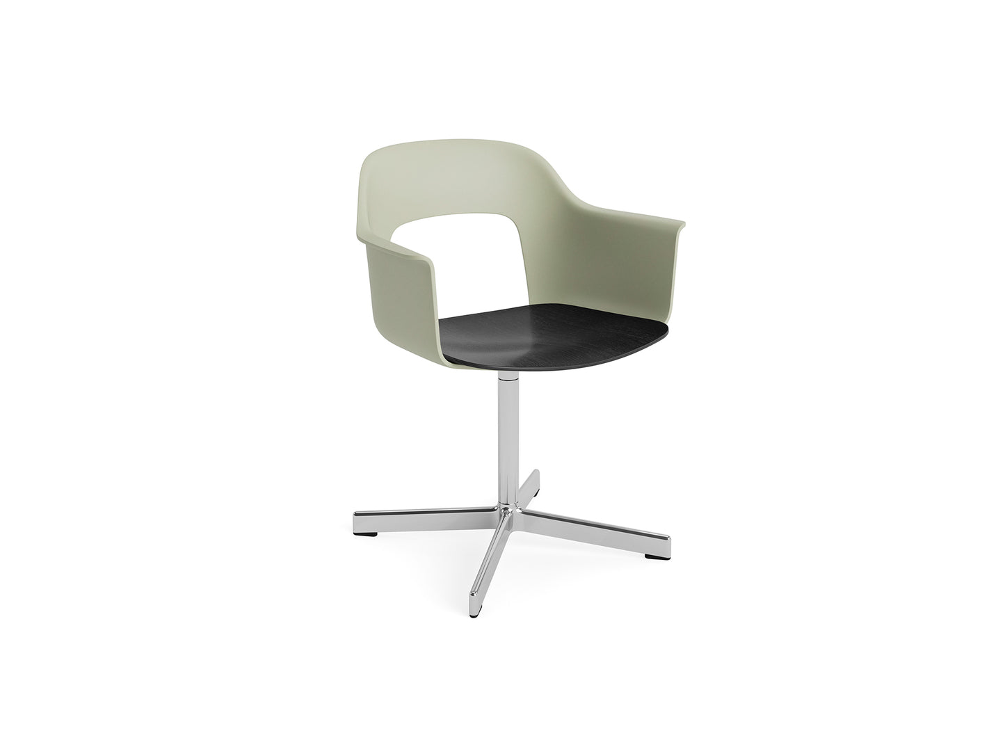 Layout Armchair 232 Swivel Base by HAY - Polished Aluminium Base / Pastel Green / Black Oak