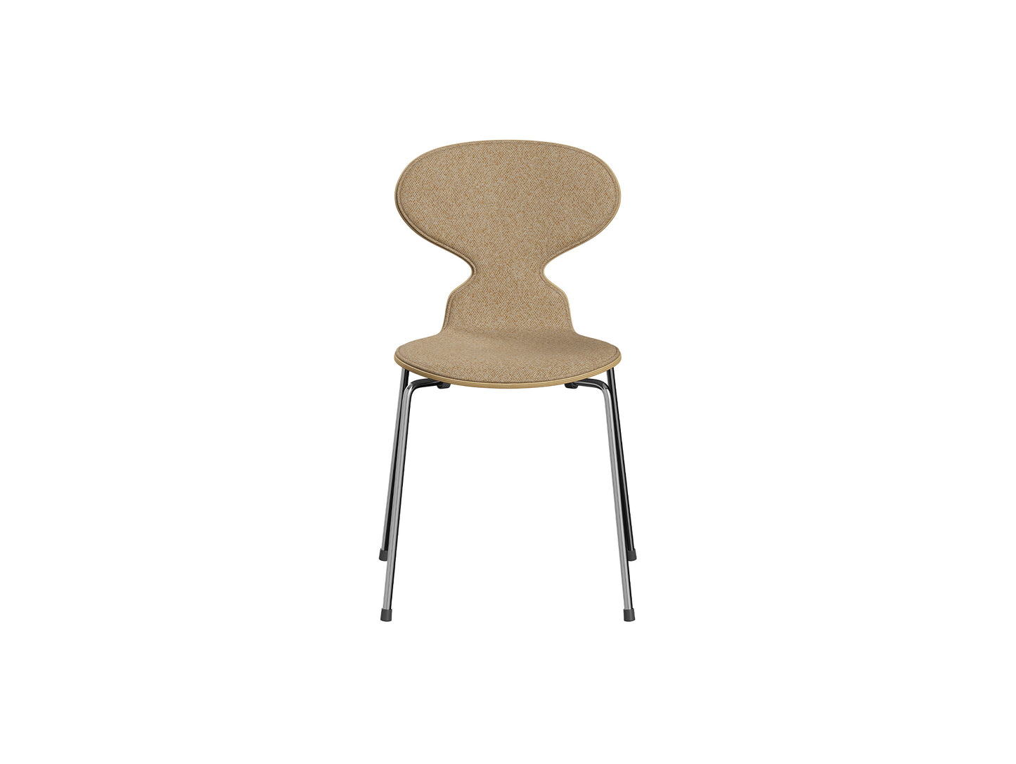 Ant Chair Front Upholstered - 4 Legs by Fritz Hansen - Chromed Steel / Oak Veneer Shell / Vanir 413