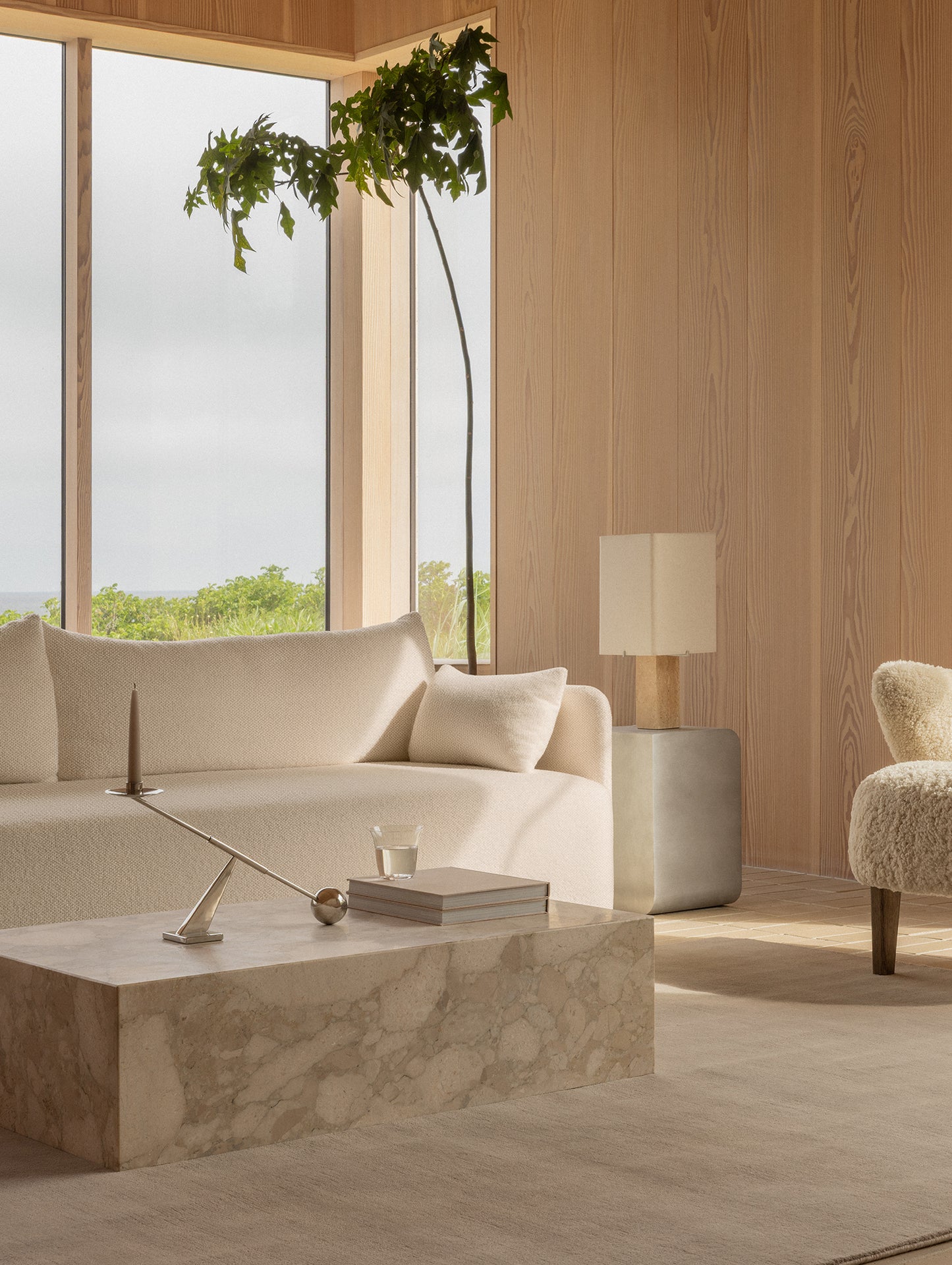Audo Marble Plinth Low - Sand Kunis Breccia Marble