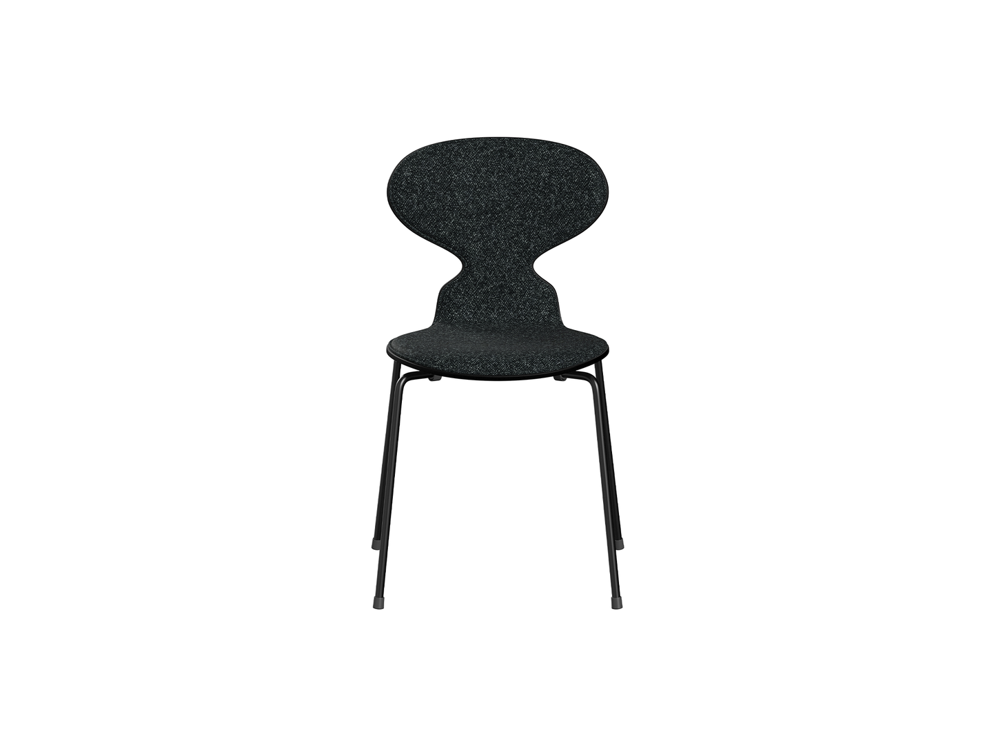 Ant Chair Front Upholstered - 4 Legs by Fritz Hansen - Black Powder-Coated Steel / Black Lacquered Shell / Vanir 193