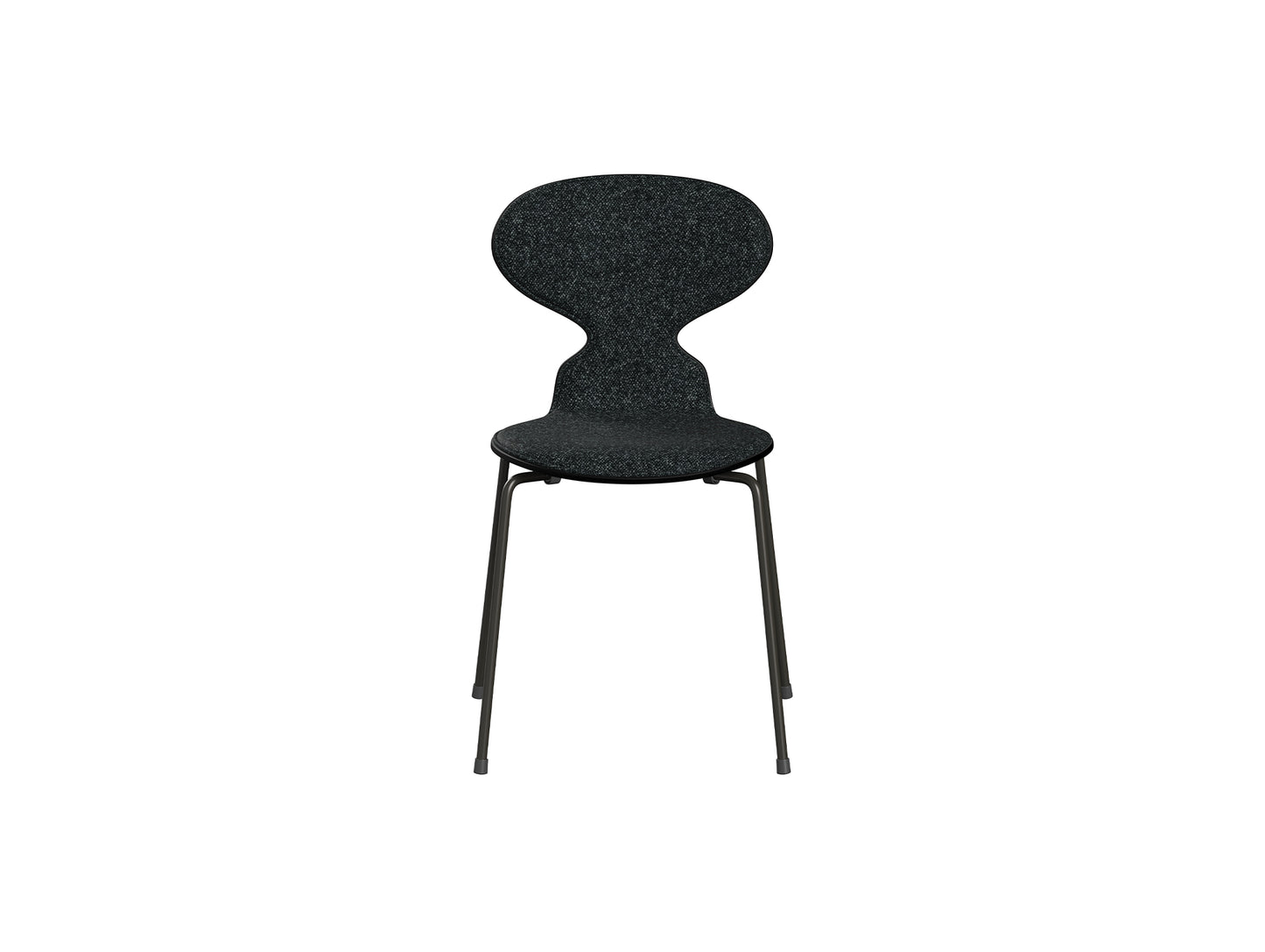 Ant Chair Front Upholstered - 4 Legs by Fritz Hansen - Brown Bronze Powder-Coated Steel / Black Lacquered Shell / Vanir 193