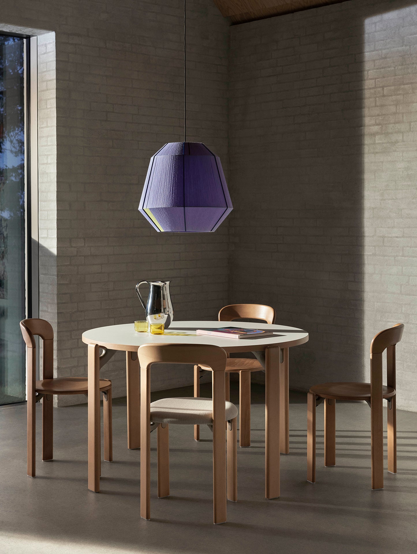 Rey Dining Table by HAY - Ivory White Laminate Tabletop / Golden Beech Frame