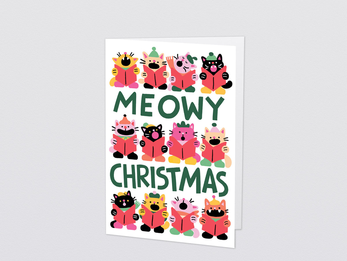 'Meowy Christmas' Embossed Greetings Card by Wrap