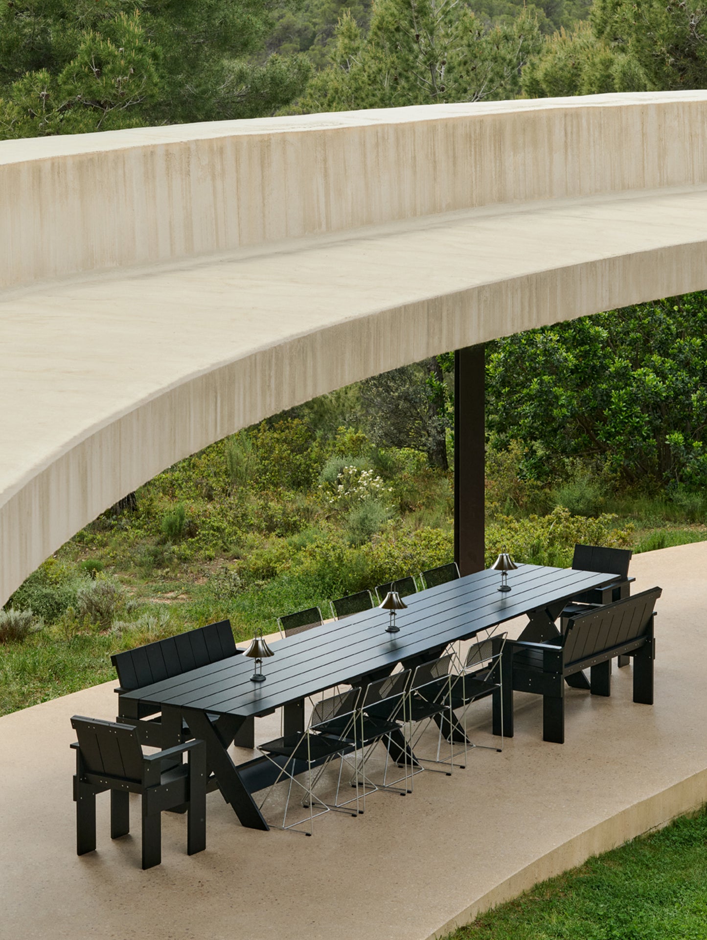 Crate Dining Table by HAY - Length: 180 cm / Black Lacquered Pinewood